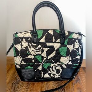 Vera Bradley Black and Green Floral Shoulder Bag